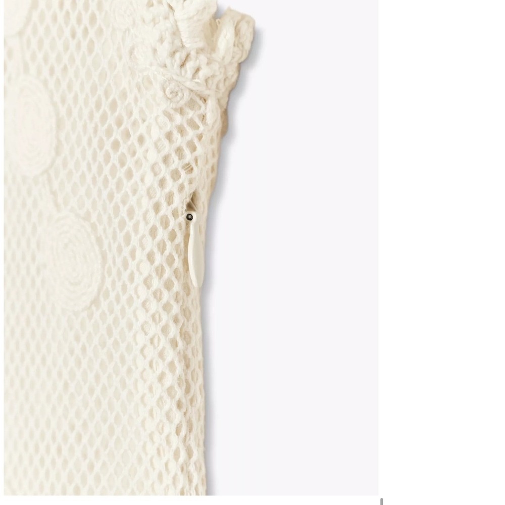 Zara ZW Collection Embroidered Combination Dress Ecru Lace‎ Midi Womens Medium - Picture 6 of 12